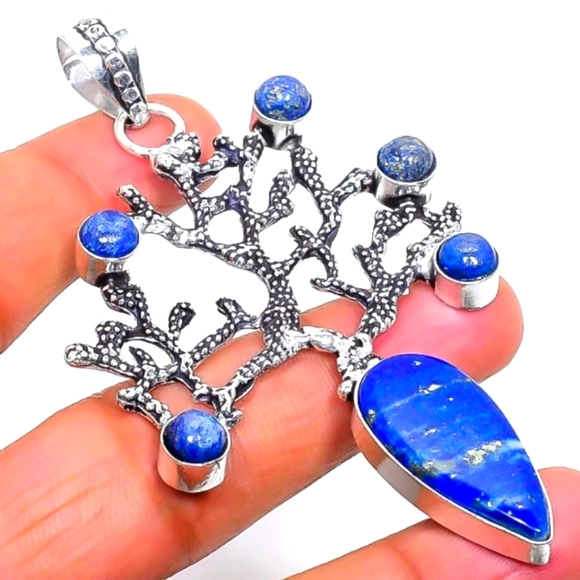 Jewelry - STERLING SILVER AUTHENTIC LAPIS LAZULI TREE PENDANT